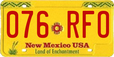 NM license plate 076RFO