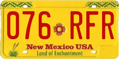 NM license plate 076RFR
