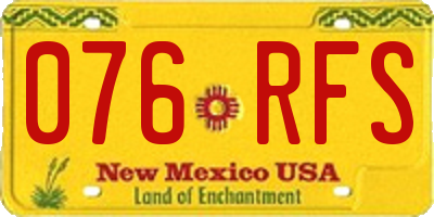 NM license plate 076RFS