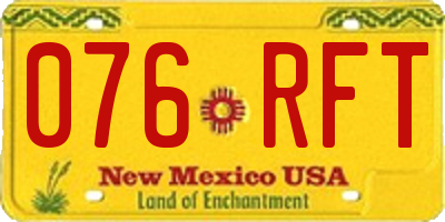 NM license plate 076RFT