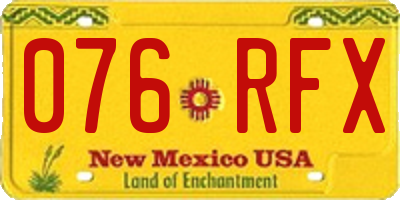 NM license plate 076RFX