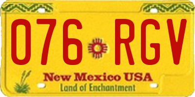 NM license plate 076RGV