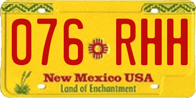 NM license plate 076RHH