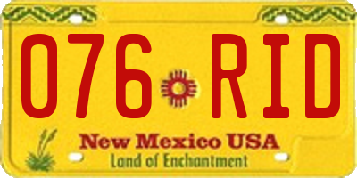 NM license plate 076RID