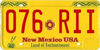 NM license plate 076RII