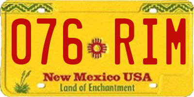 NM license plate 076RIM