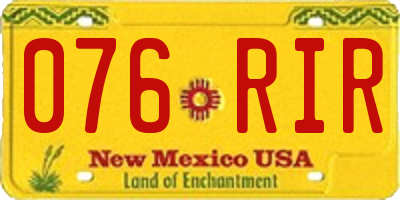 NM license plate 076RIR