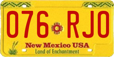 NM license plate 076RJO