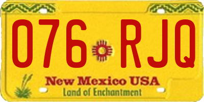 NM license plate 076RJQ