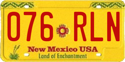 NM license plate 076RLN