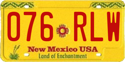 NM license plate 076RLW