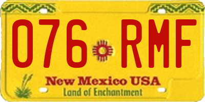 NM license plate 076RMF