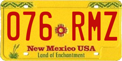 NM license plate 076RMZ
