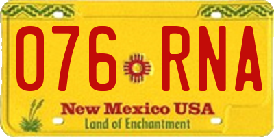 NM license plate 076RNA
