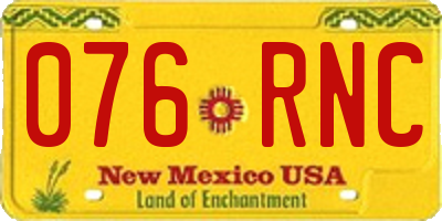 NM license plate 076RNC