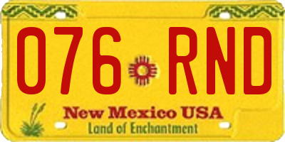NM license plate 076RND