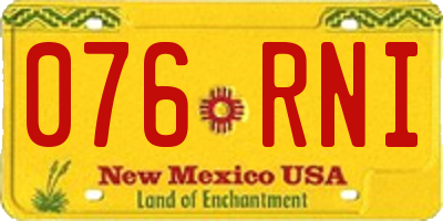 NM license plate 076RNI