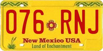 NM license plate 076RNJ