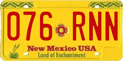 NM license plate 076RNN