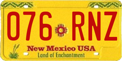 NM license plate 076RNZ