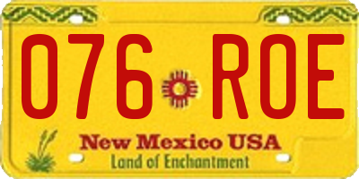 NM license plate 076ROE