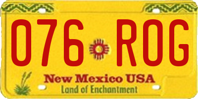 NM license plate 076ROG
