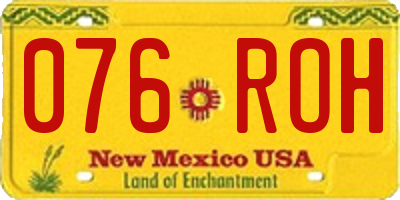 NM license plate 076ROH
