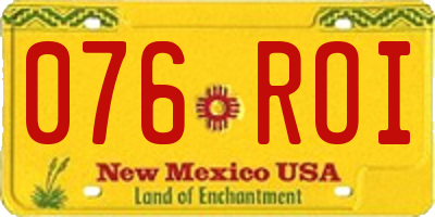 NM license plate 076ROI