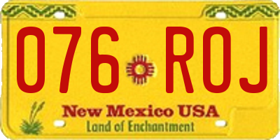 NM license plate 076ROJ