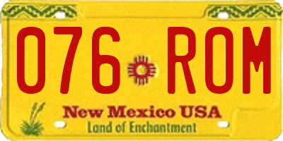 NM license plate 076ROM