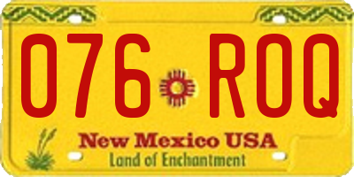 NM license plate 076ROQ