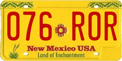 NM license plate 076ROR