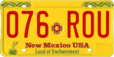 NM license plate 076ROU