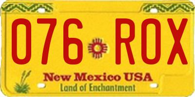 NM license plate 076ROX