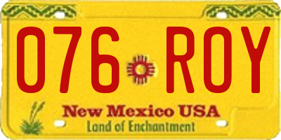 NM license plate 076ROY