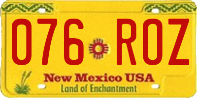 NM license plate 076ROZ