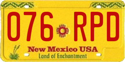 NM license plate 076RPD