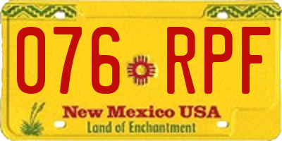 NM license plate 076RPF
