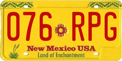 NM license plate 076RPG