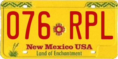 NM license plate 076RPL