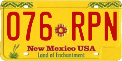 NM license plate 076RPN
