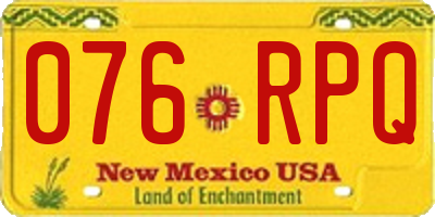 NM license plate 076RPQ