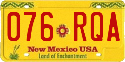 NM license plate 076RQA
