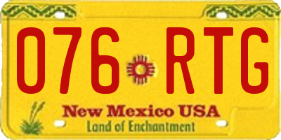 NM license plate 076RTG