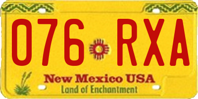 NM license plate 076RXA