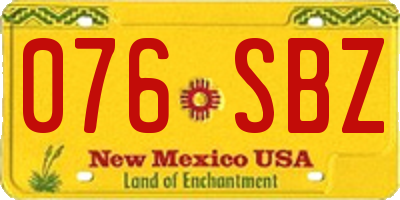 NM license plate 076SBZ
