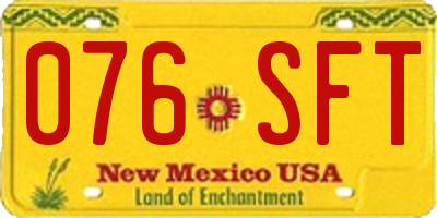 NM license plate 076SFT