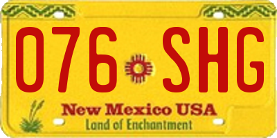 NM license plate 076SHG