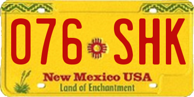 NM license plate 076SHK