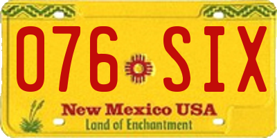 NM license plate 076SIX